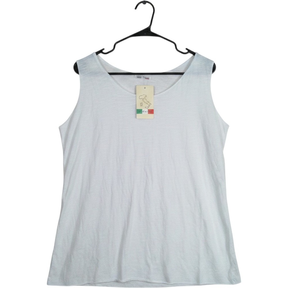 Made in Italy White Cotton Knit Tank Top Scoop Neck Tee Shirt Men's Size Medium
